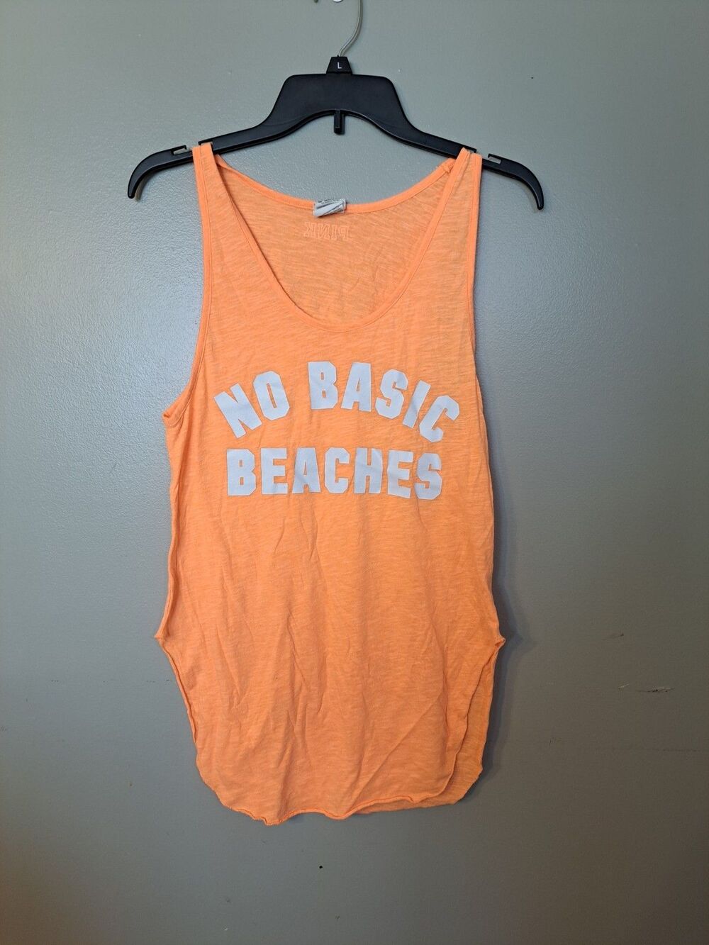 Victoria's Secret PINK Neon Orange NO BASIC BEACHES Tank Top XS Swim cover up